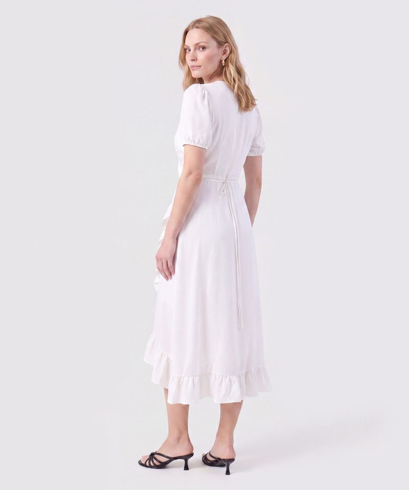 Vestido Midi Envolvente Con Boleros Y Manga Corta Mujer