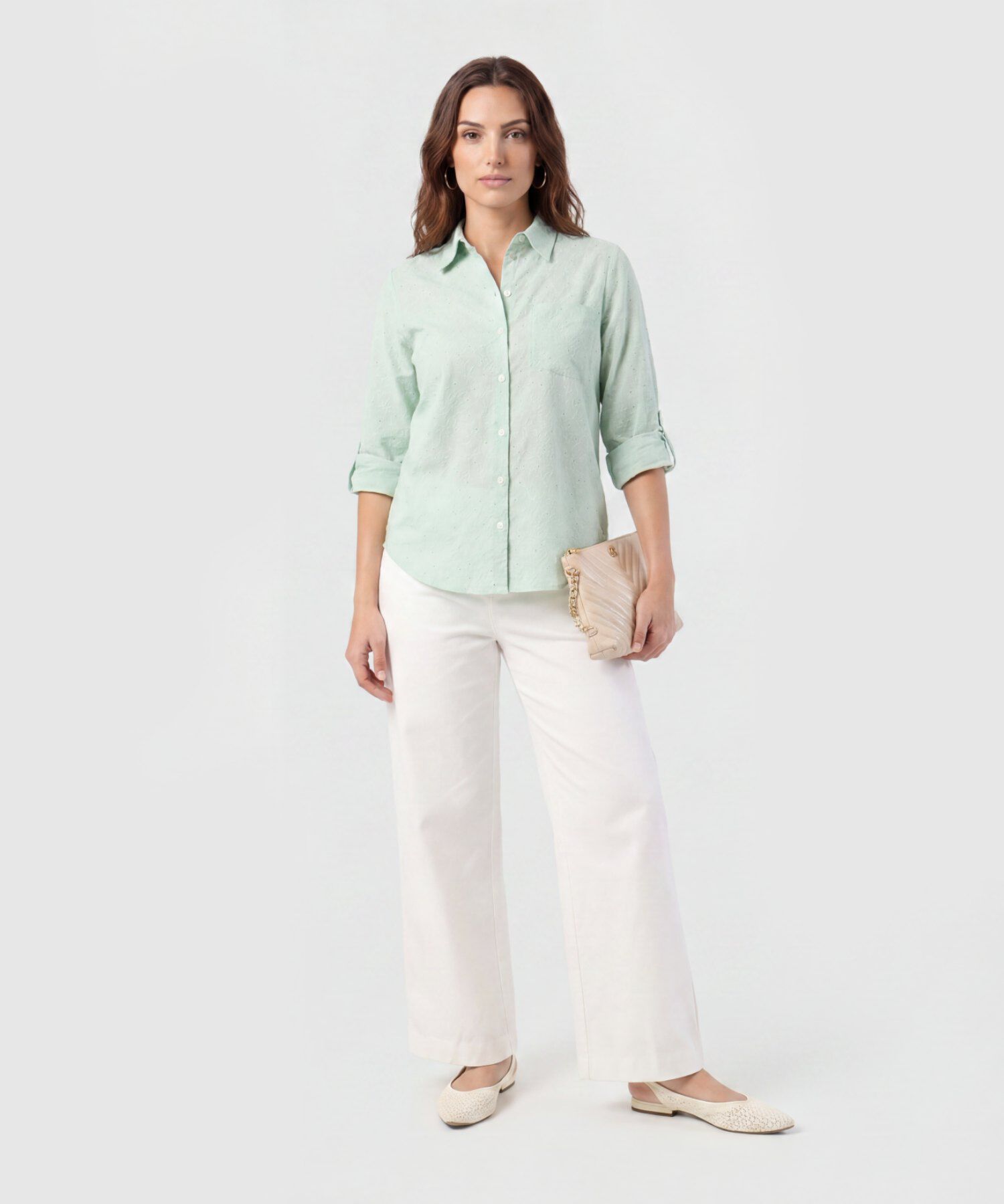 Camisa Texturizada con Manga Larga para Mujer