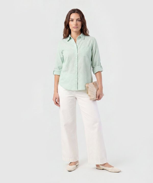 Camisa Texturizada con Manga Larga para Mujer
