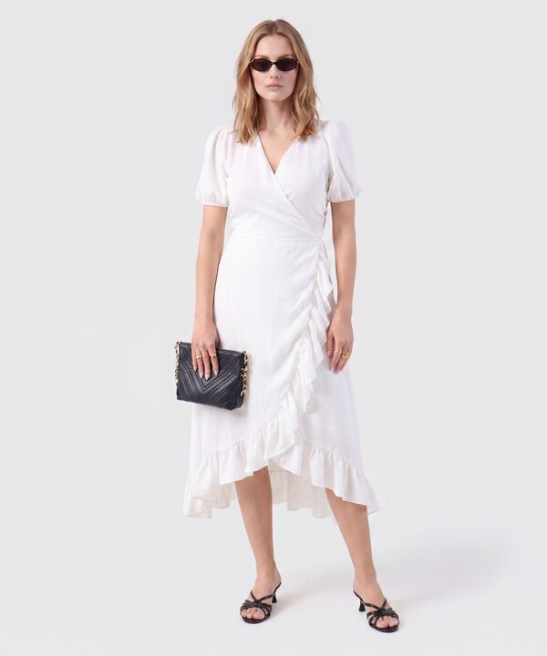 Vestido Midi Envolvente Con Boleros Y Manga Corta Mujer image number null