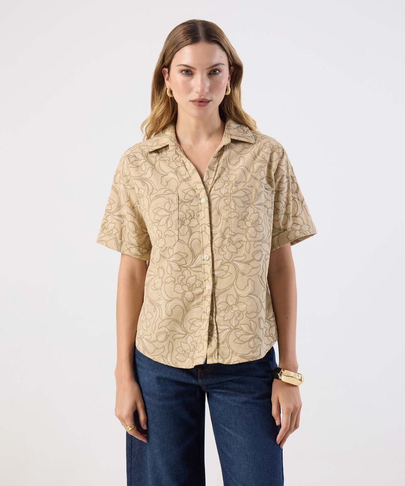 Camisa Con Cierre Frontal Y Solapa Para Mujer