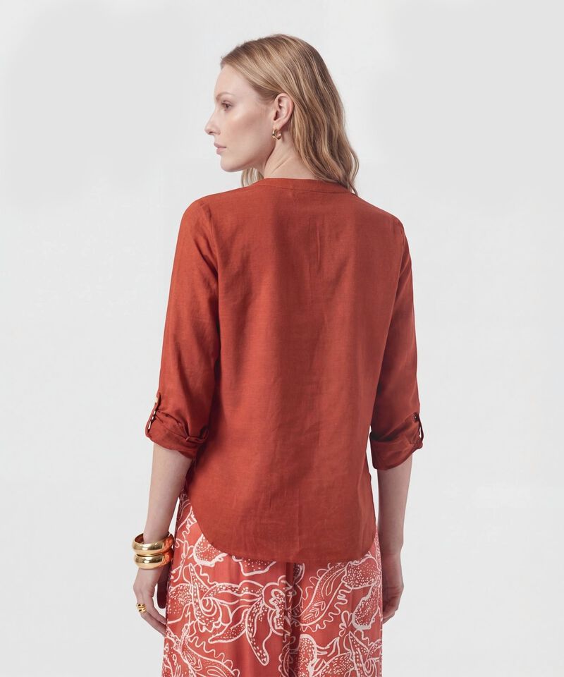 Blusa Unicolor De Manga Graduable Para Mujer