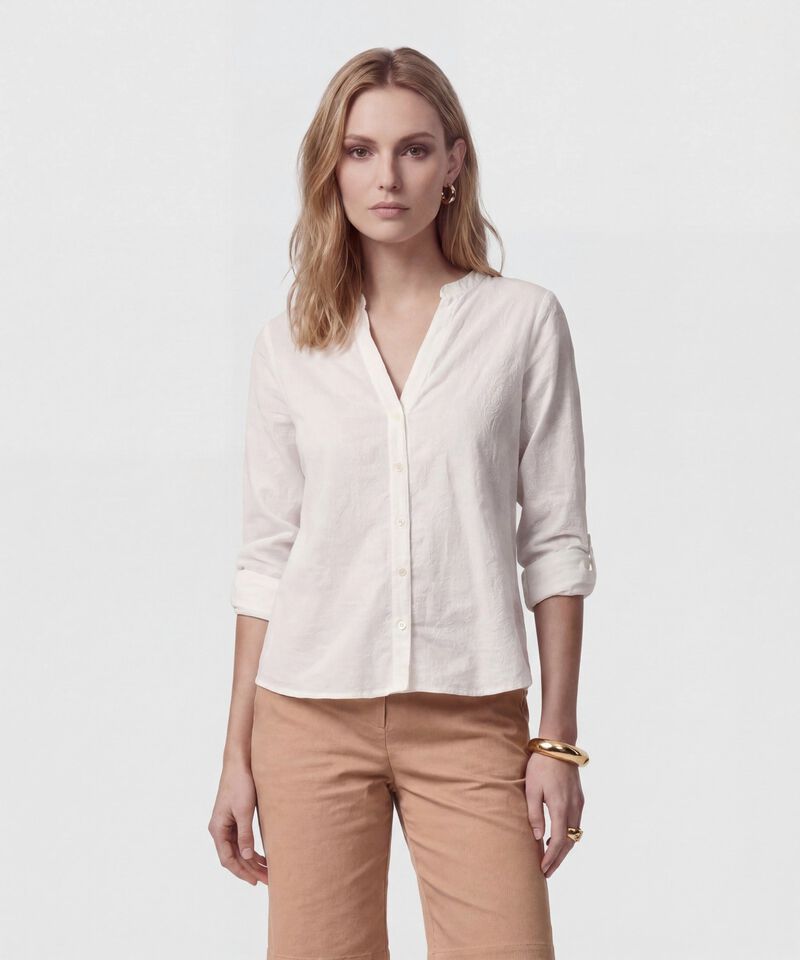 Blusa De Cuello Neru Y Manga Ajustable Para Mujer