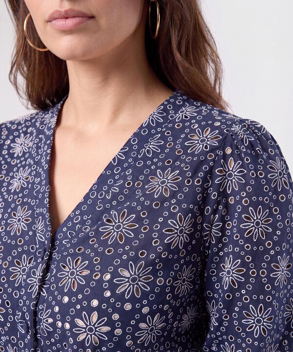 Vestido Corto Bordado Unicolor Para Mujer