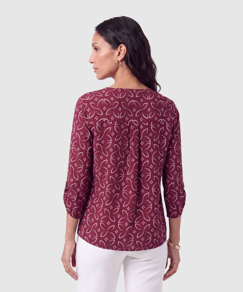 Blusa Manga 3/4 Con Pliegue Para Mujer