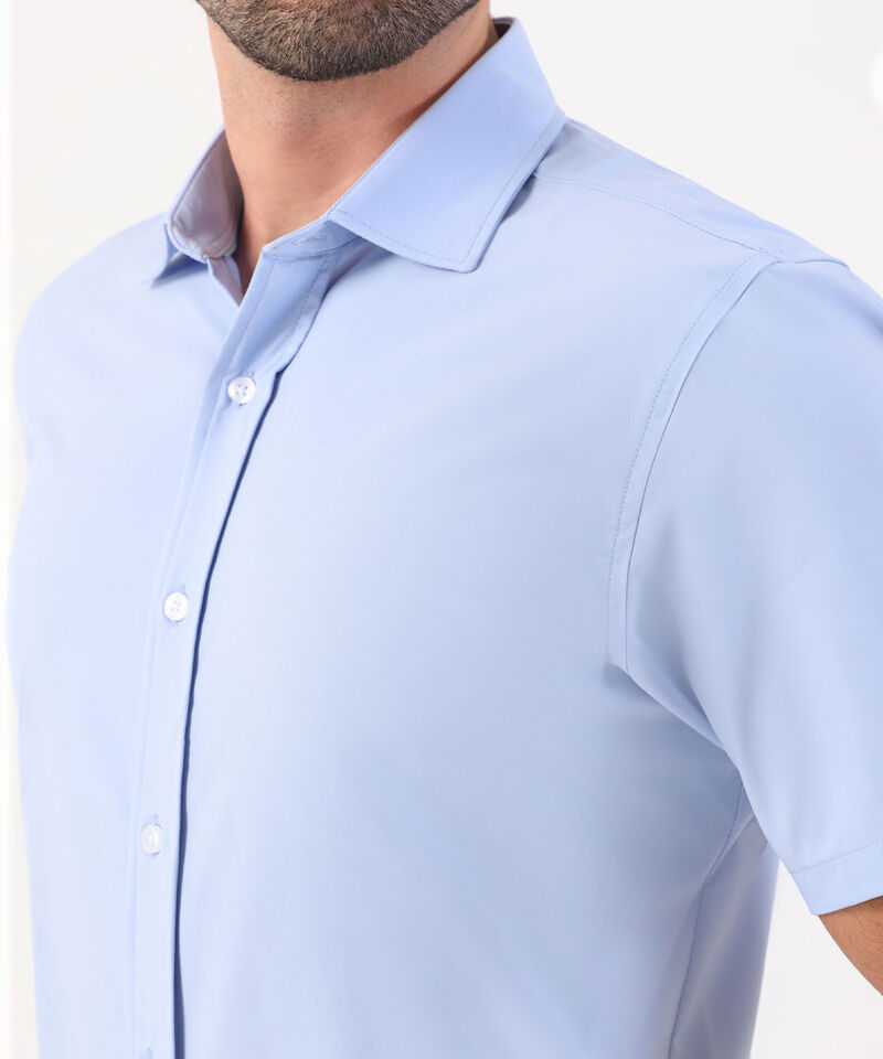 Camisa Formal Manga Corta Para Hombre, AzulClaro, hi-res
