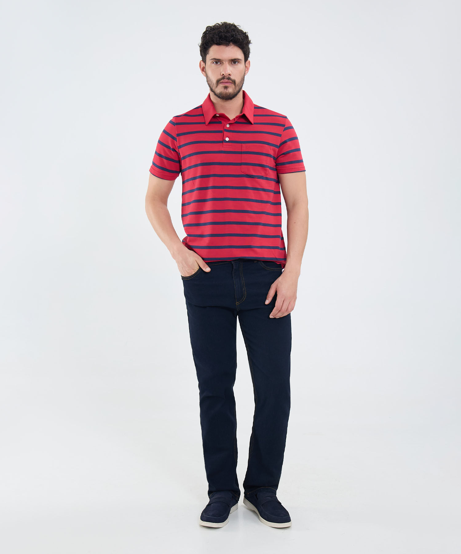 Polo Cuello Duro con Franjas