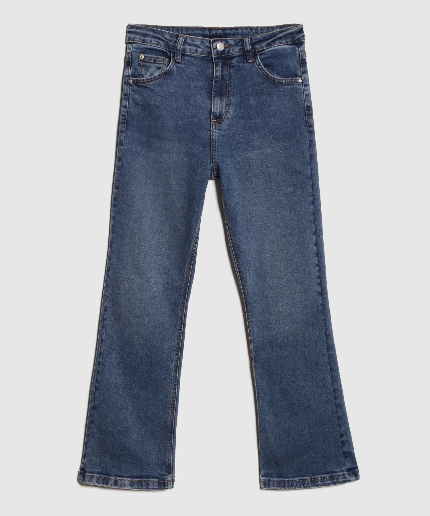 Jean Cropped Flare Tono Medio