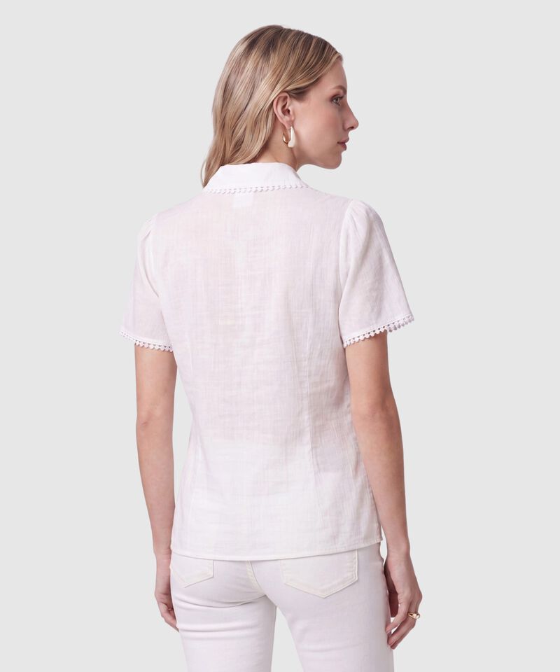 Camisa Manga Corta Con Detalle Mujer