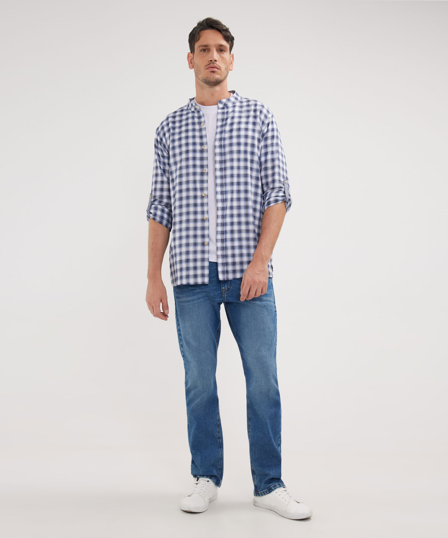 Camisa Manga Larga Cuello Mao Prete&ntilde;ido
