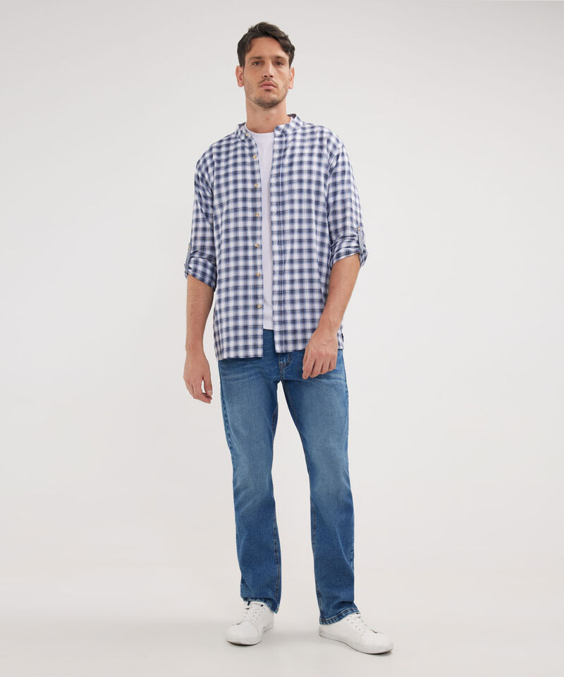 Camisa Manga Larga Cuello Mao Prete&ntilde;ido